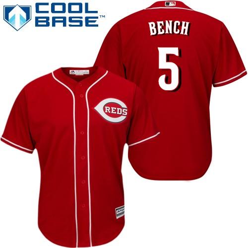 Reds #5 Johnny Bench Red Cool Base Stitched Youth MLB Jersey